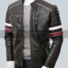 Mens Cafe Racer Black Leather Jacket