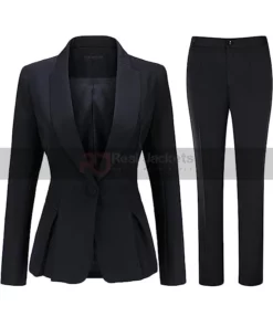 Womens 2 Piece Black Plain Suit