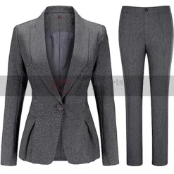 Womens 2 Piece Grey Plain Suit