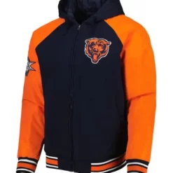 Chicago Bears College Hoodie Varsity Wool and Leather Jacket