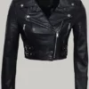Black Cropped Metallic Jacket