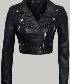 Black Cropped Metallic Jacket