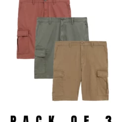 Men's Pack of 3 Father's Day Gift Stretch Cargo Shorts