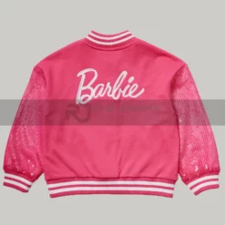 Womens Barbie Pink Bomber Sequin Jacket