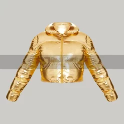 Women's Golden Metallic Cropped Puffer Jacket