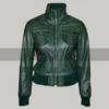 Women Green Flight Leather Jacket