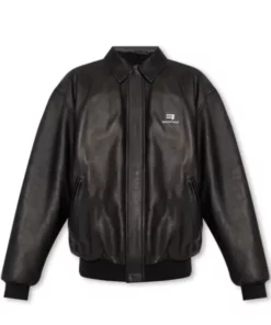Hailey Bieber Oversized Leather Jacket