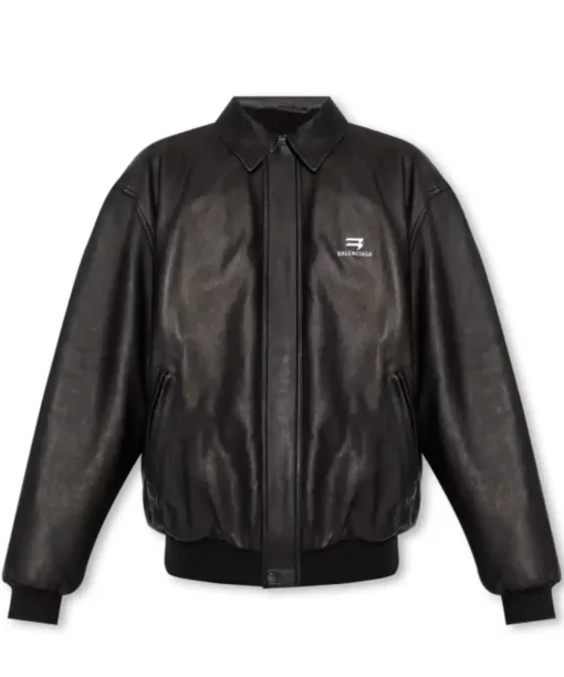 Hailey Bieber Oversized Leather Jacket