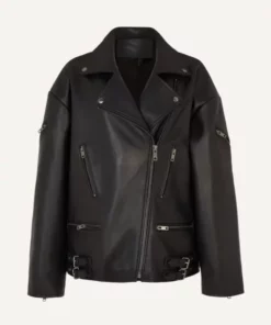 Women Motorcycle Black Leather Jacket
