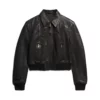 Black 70s Cropped Leather Jacket