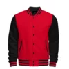 Casual Red and Black Varsity Jacket