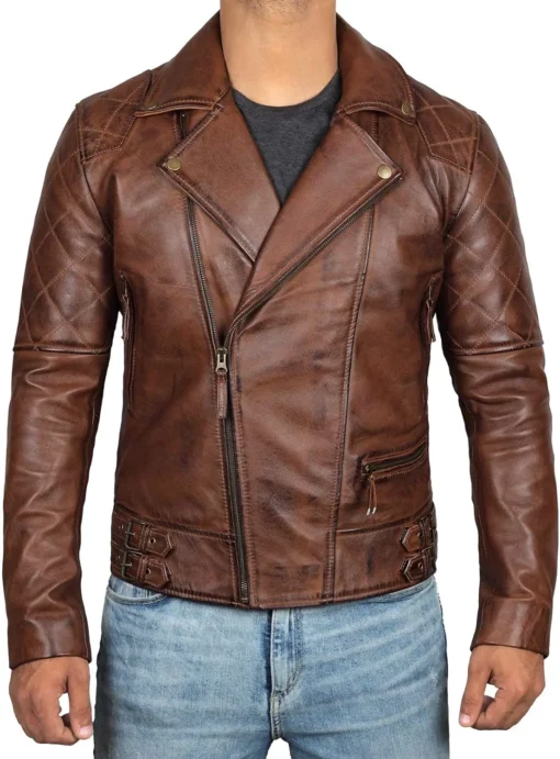 Decrum Leather Jackets Men Real Lambskin Leather Biker Style Motorcycle Jacket Mens