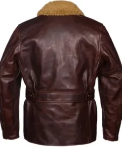 Men Belted Shearling Leather Jacket