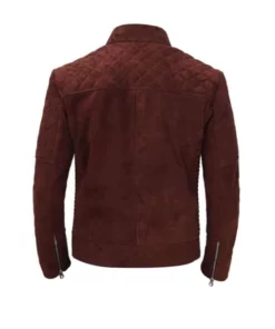 Men Suede Leather Quilted Jacket
