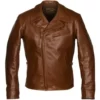 Men Biker Brown Leather Jacket