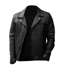 Men Black Motorcycle Leather Jacket
