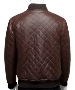 Mens Brown Bomber Quilted Jacket
