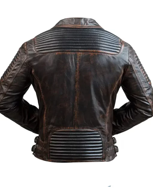 Men’s Brown Distressed Real Leather Motorcycle Jacket