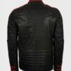 Mens Cafe Racer Red & Black Leather Motorcycle Jacket