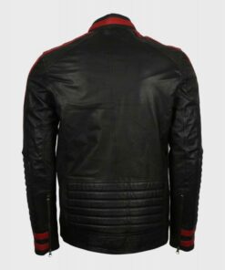 Mens Cafe Racer Red & Black Leather Motorcycle Jacket