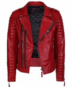 Men's Red Leather Motorcycle Jacket