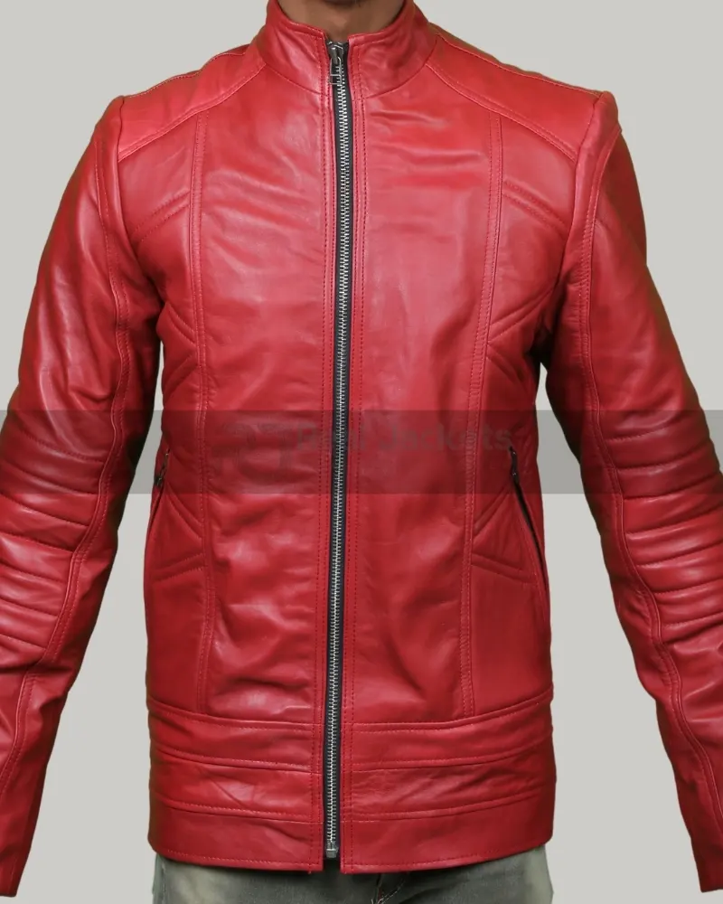 Mens Red Leather Jacket | Red Leather Biker Jacket