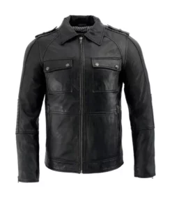 Men’s Patch Pocket Lambskin Leather Jacket