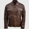 Men’s Quilted Brown Sheep Leather Jacket