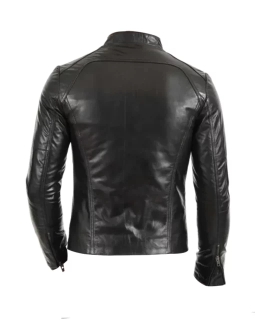 Men’s Stylish Black Motorcycle Biker Leather Jacket