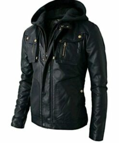 Premium Hooded Biker Leather Jacket