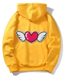 Valentines Embroidered Yellow Hoodies