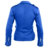Women Blue Brando Lamb Skin Biker Jacket