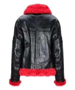 Women’s McQ Alexander McQueen Aviator Red Fur Leather Jacket