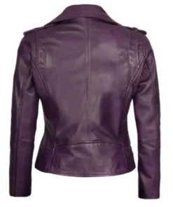 Women Motorcycle Purple Leather Jacket