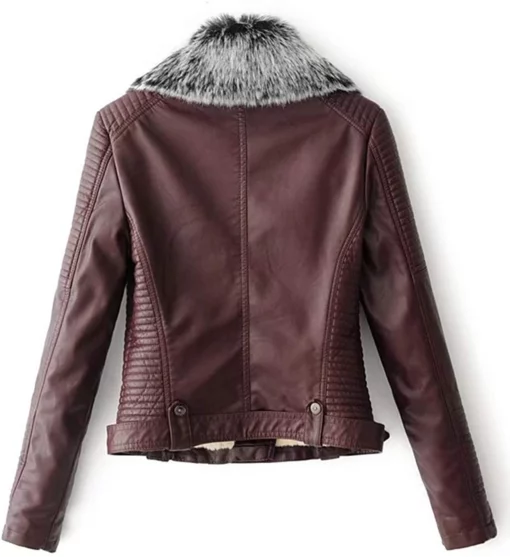 Women’s Winter Style Faux Fur Brown & Black Quilted Jacket