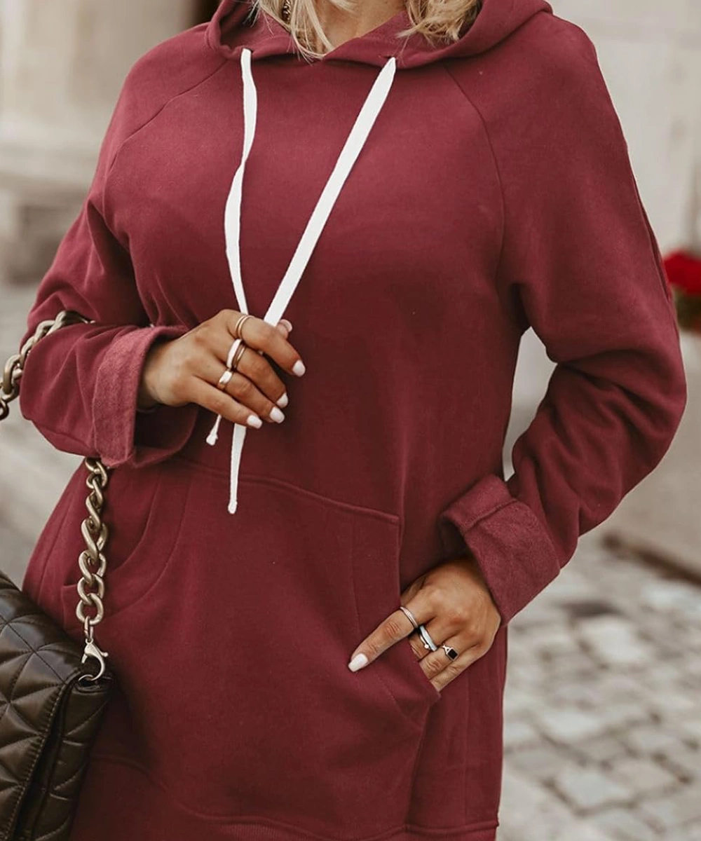 strapless open back dress Soft Cotton Jersey Oversized Hoodie in Red – Bo+Tee main image 1